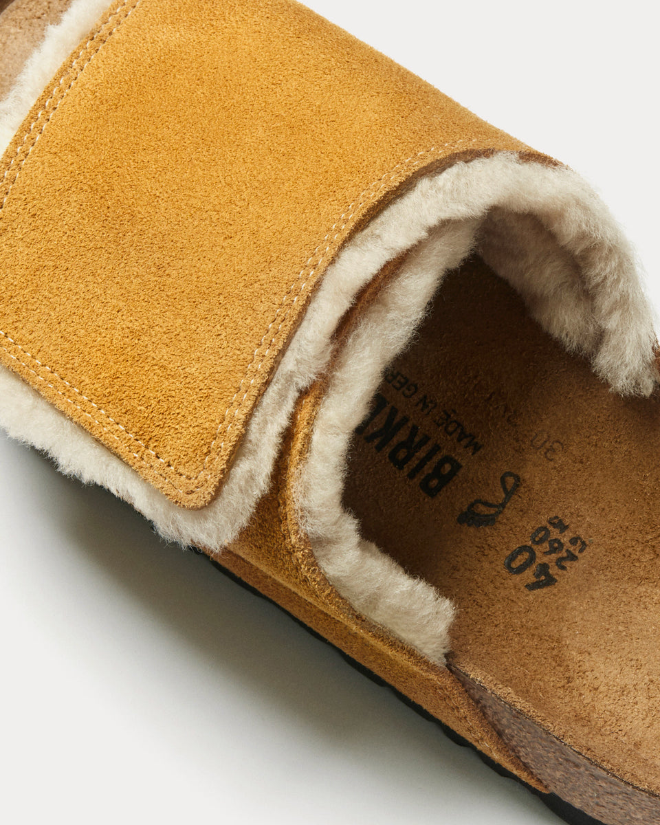 Birkenstock x Stüssy Solana Shearling Caramel Slides