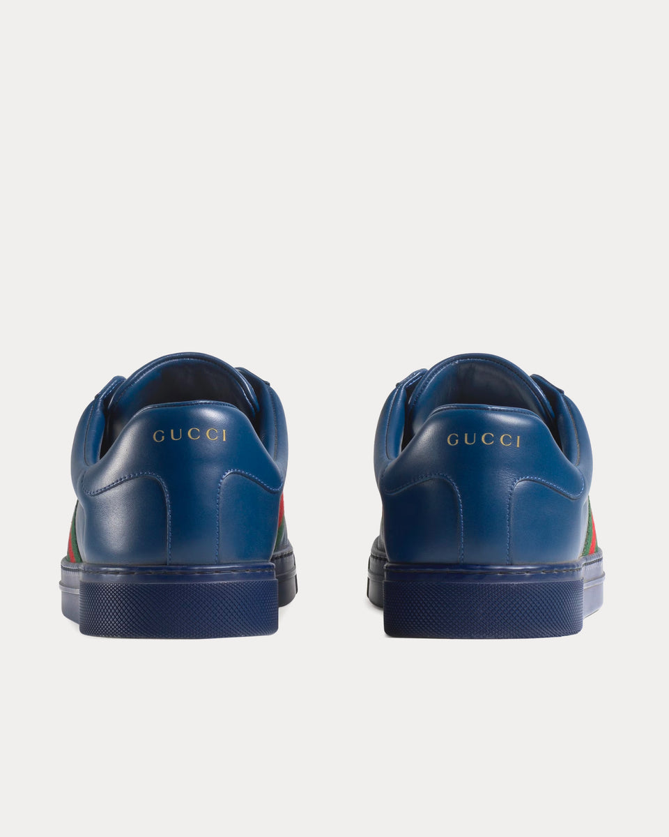 Blue hot sale leather trainers