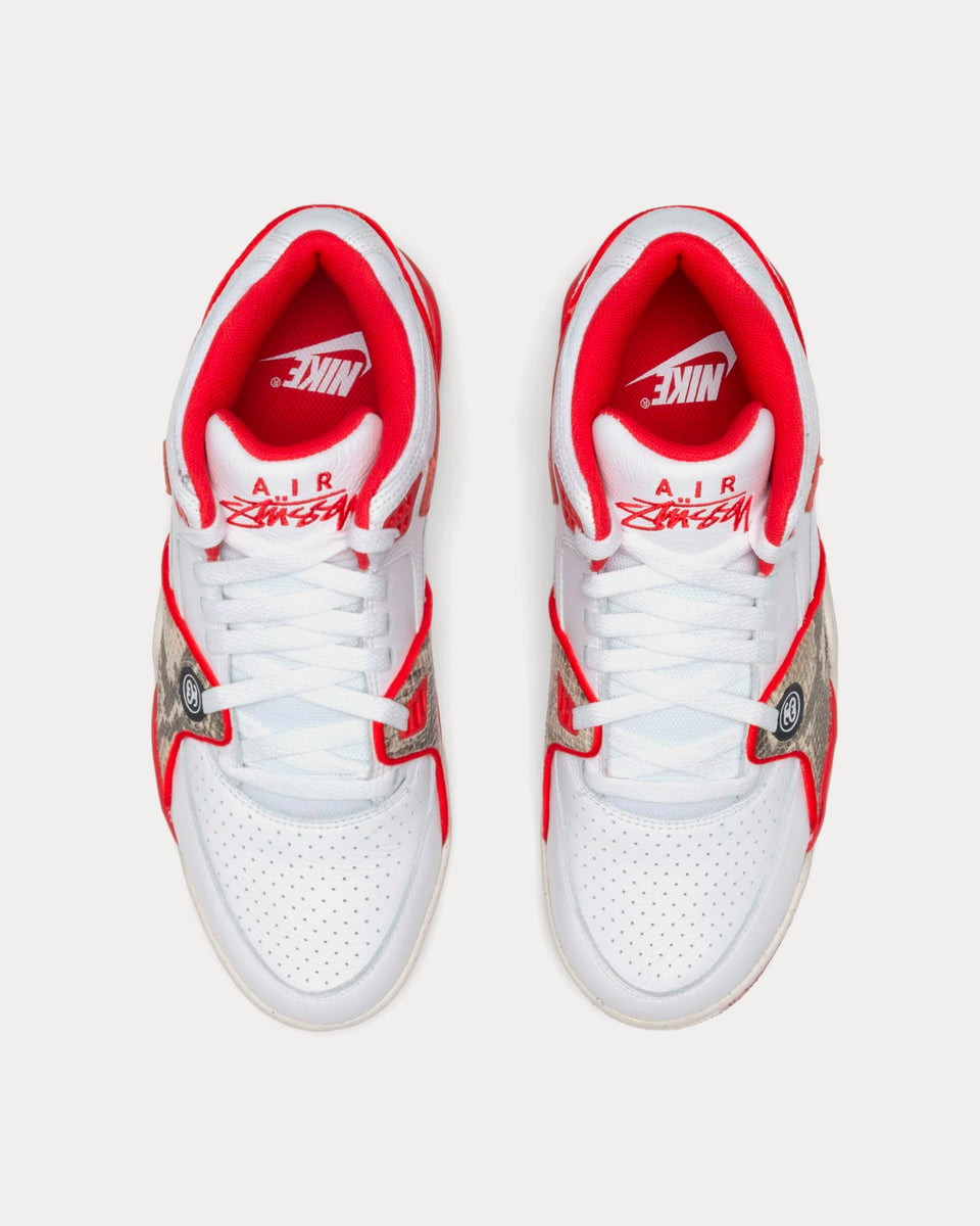 Nike x Stussy Air Flight '89 Low White / Habanero Red / Sail Low