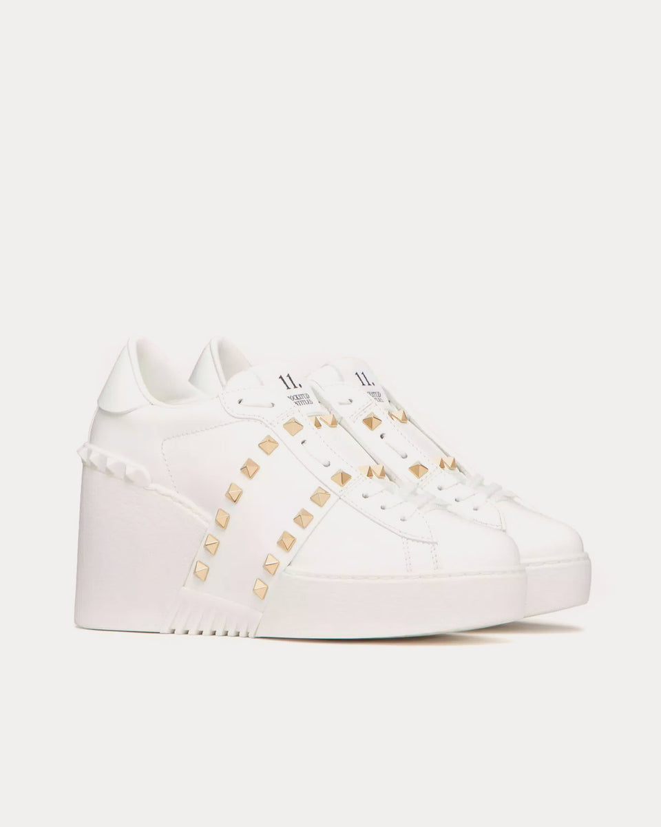 Valentino Open Disco Wedge Calfskin White Low Top Sneakers
