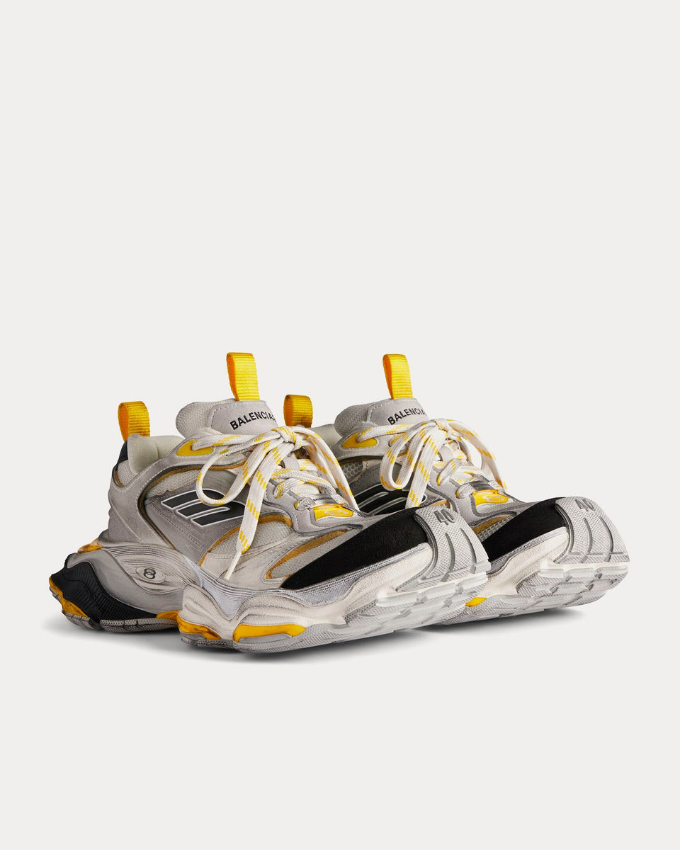 Balenciaga Cargo Microfiber & Mesh Grey / Black / Yellow Low Top Sneakers