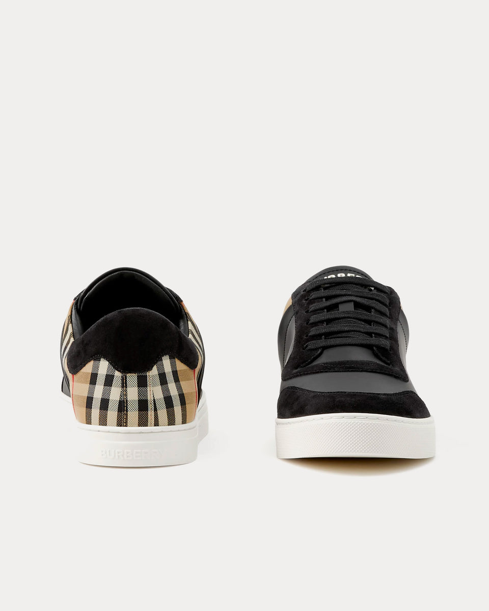 Burberry Leather Suede Check Cotton Black Archive Beige Low