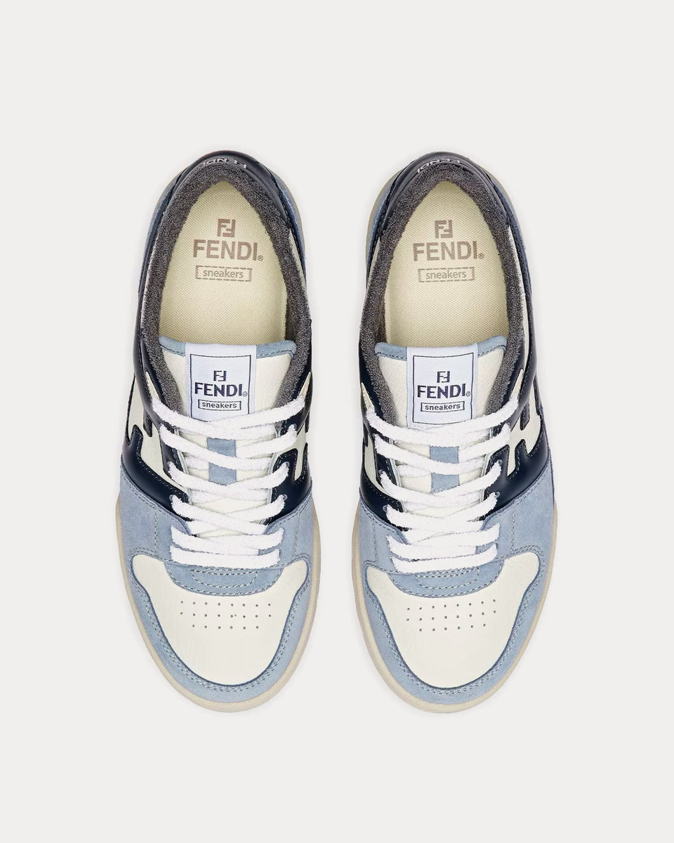 Fendi Match Suede Light Blue / White Low Top Sneakers