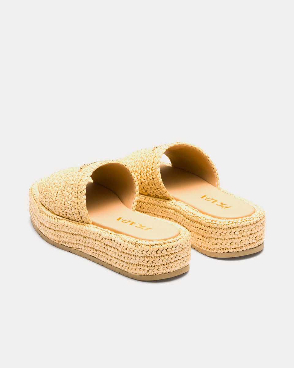 Prada Crochet Flatform Natural Slides Sneak in Peace