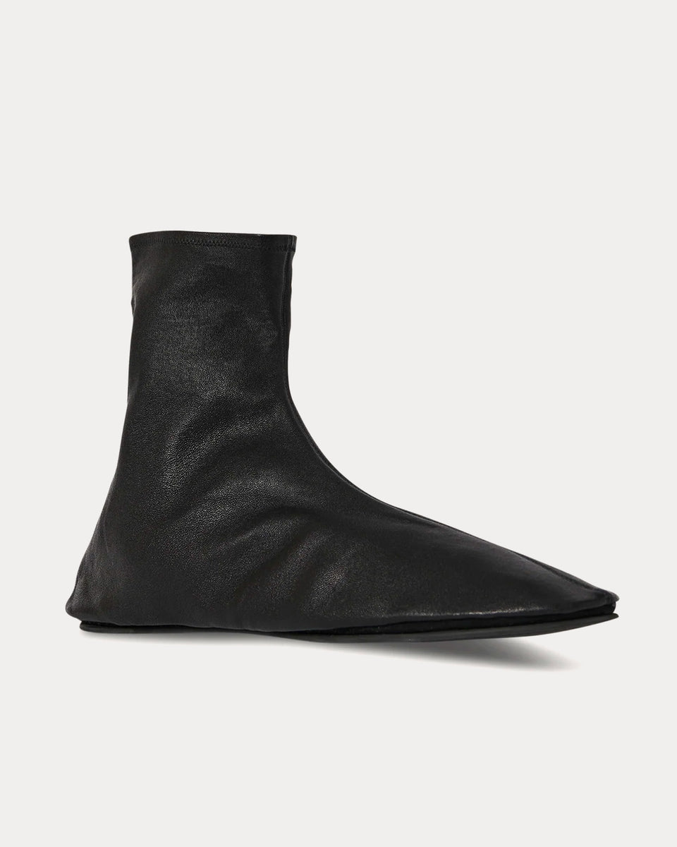 The Row Sock Leather Black Boots