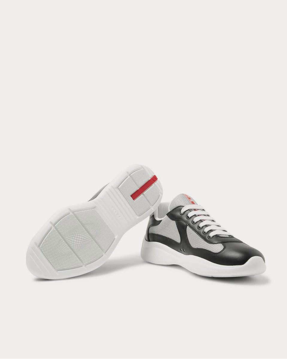 Prada America's Cup Leather and Mesh Black low top sneakers