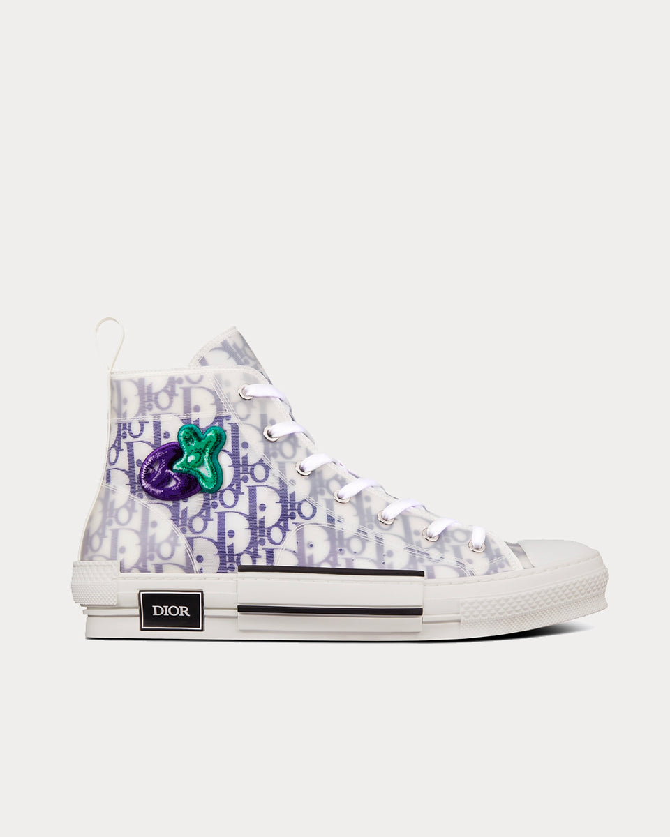 Dior x Kenny Scharf B23 White and Purple Dior Oblique Canvas with  Embroidered Patches High