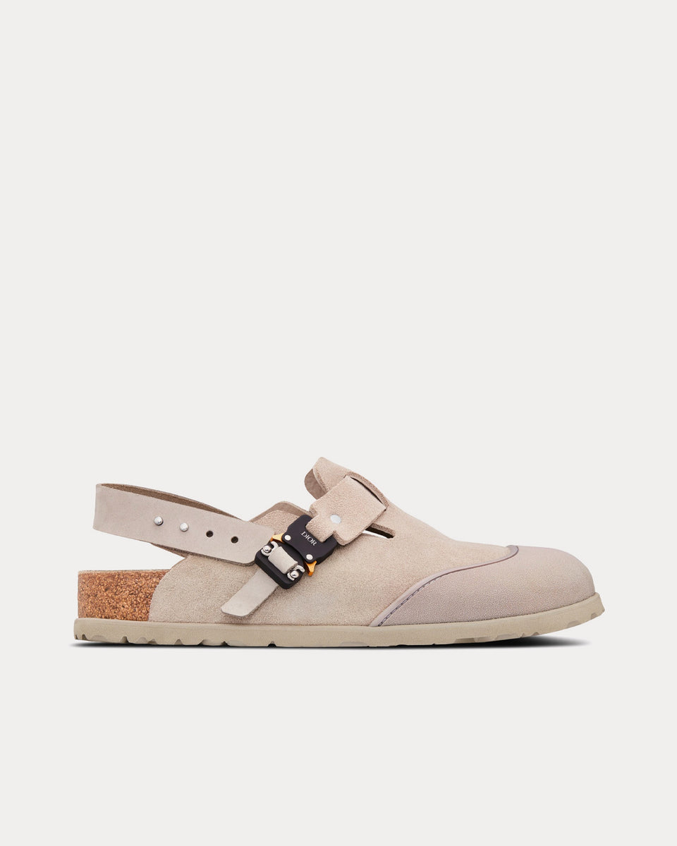 Dior x Birkenstock Tokio Greige Nubuck Calfskin Mules - Sneak in 