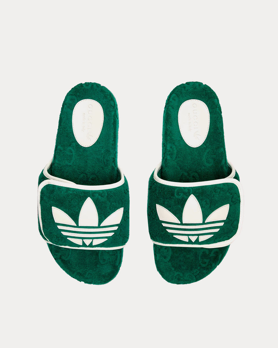 Adidas x Gucci GG Platform Green Cotton Sponge Sandals