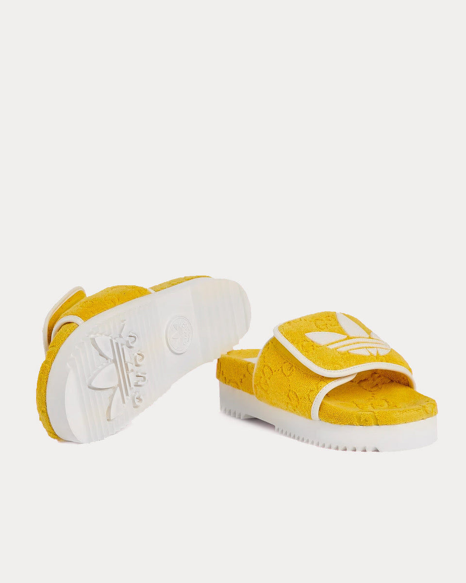 Adidas x Gucci GG Platform Yellow Cotton Sponge Sandals