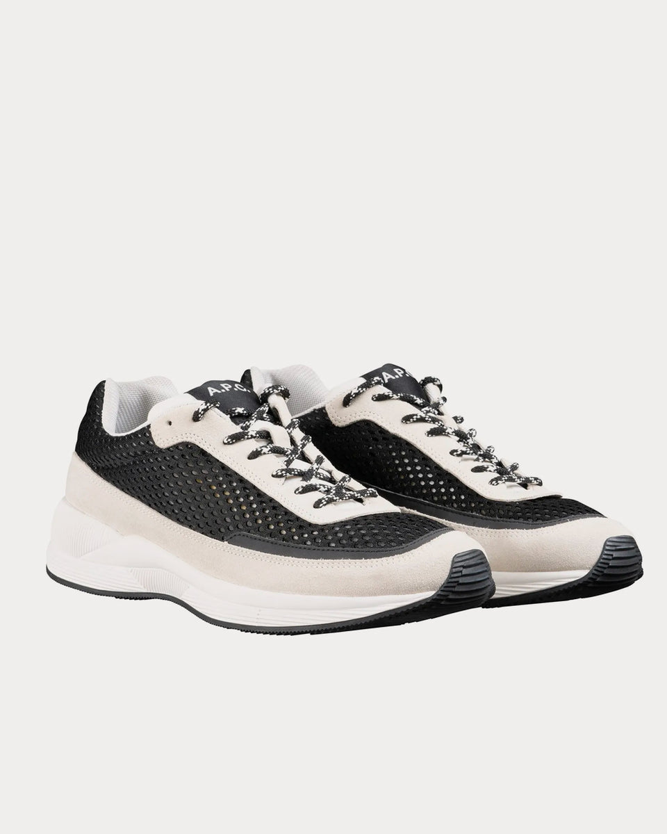 A.P.C. Spencer White & Black Running Trainers