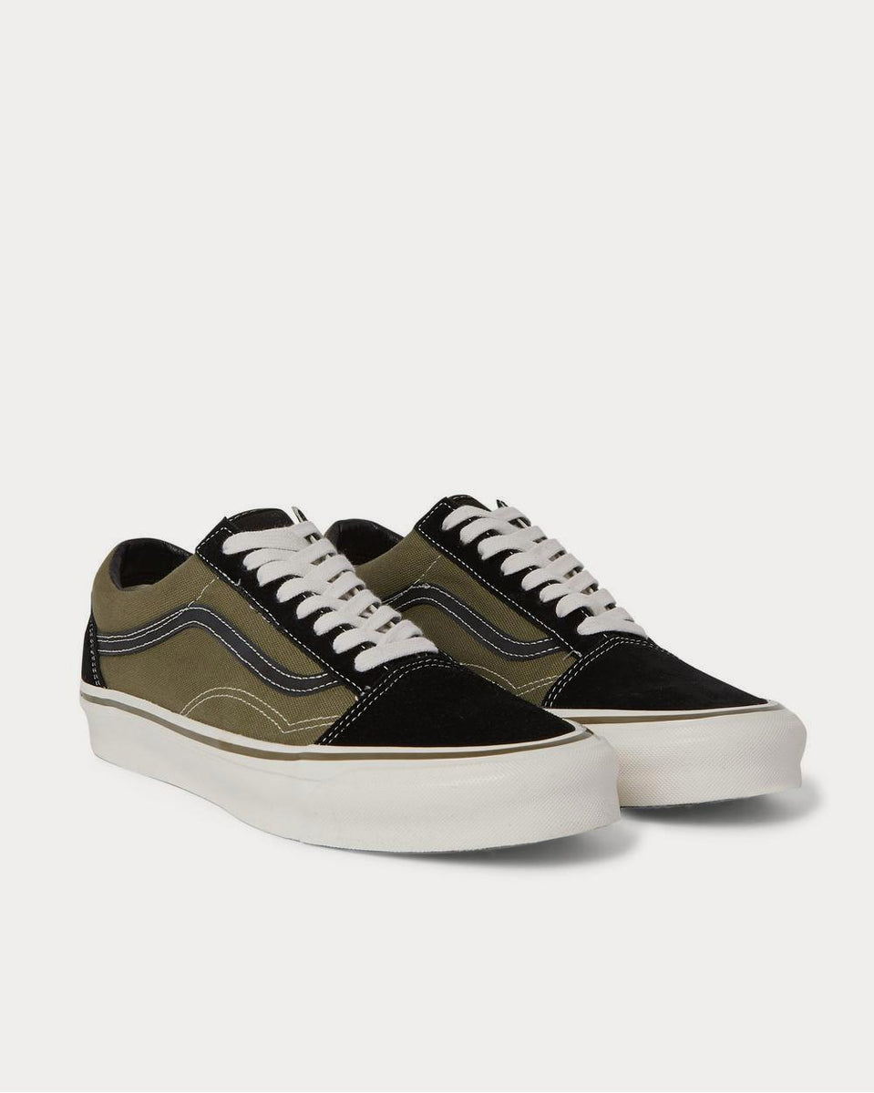 Vans UA OG Old Skool LX Leather Trimmed Canvas and Suede Green low