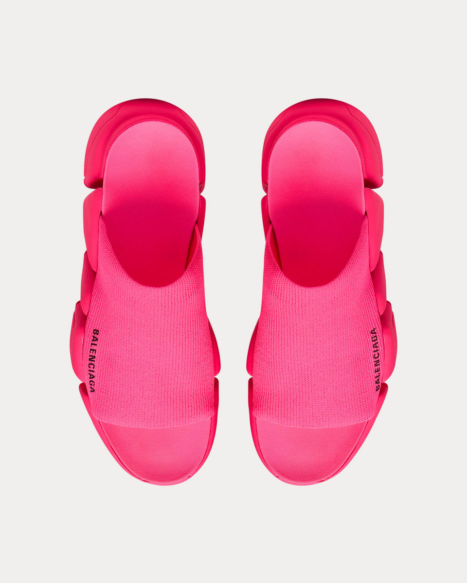 Balenciaga Speed 2.0 Recycled Knit Neon Pink Slide Sandals