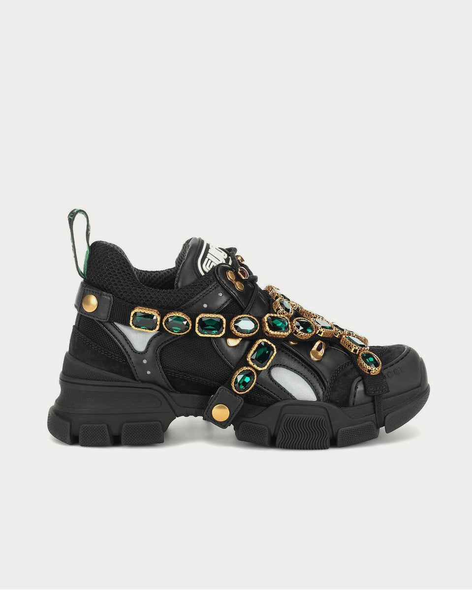 Gucci Flashtrek Embellished Black Low Top Sneakers - Sneak In Peace