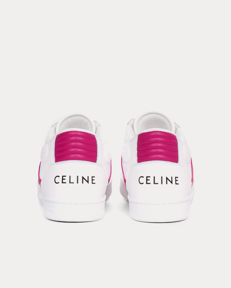 Celine CT-02 Scratch Calfskin Optic White / Pink Mid Top Sneakers