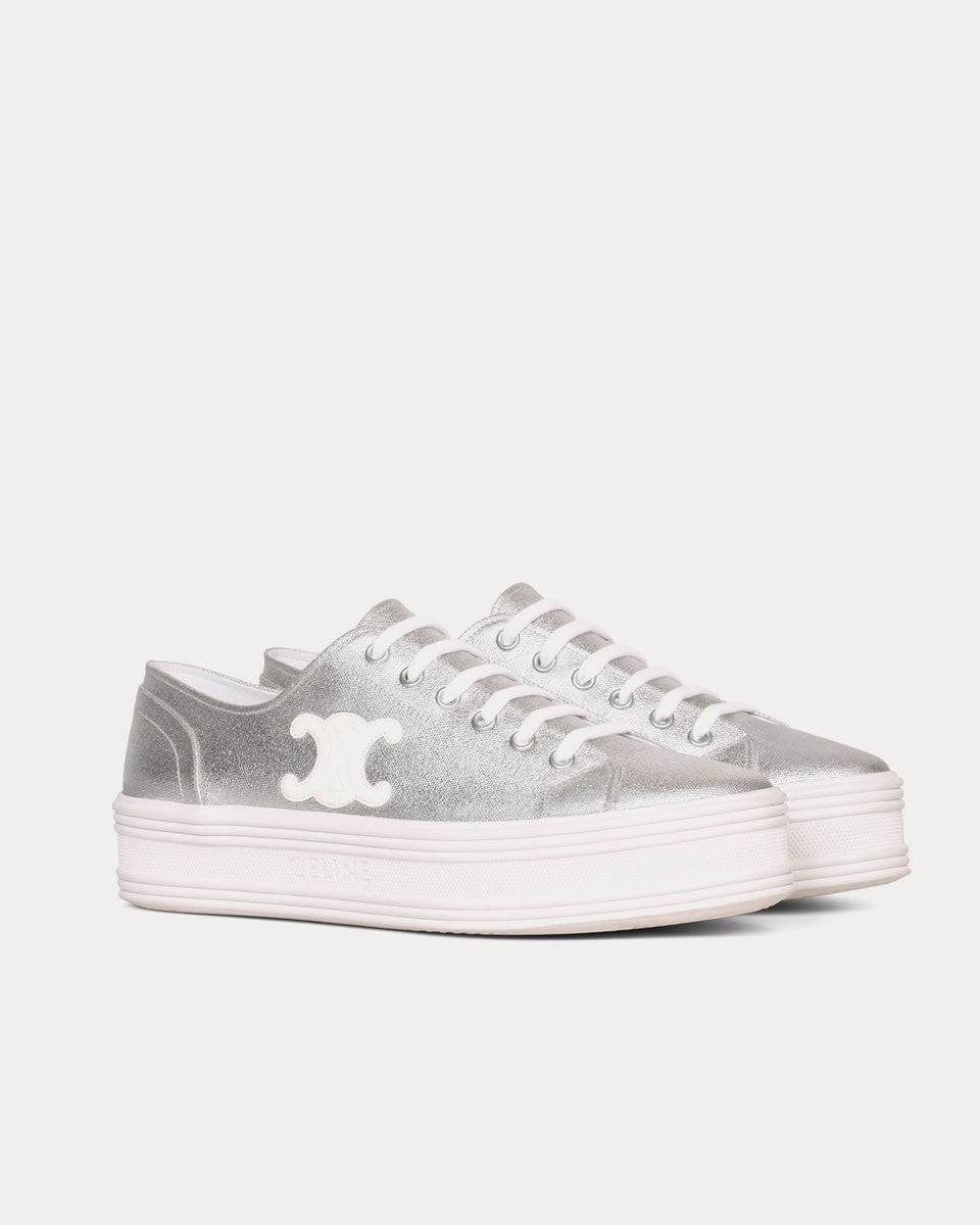 Celine Jane Lace-Up Silver Low Top Sneakers - Sneak in Peace