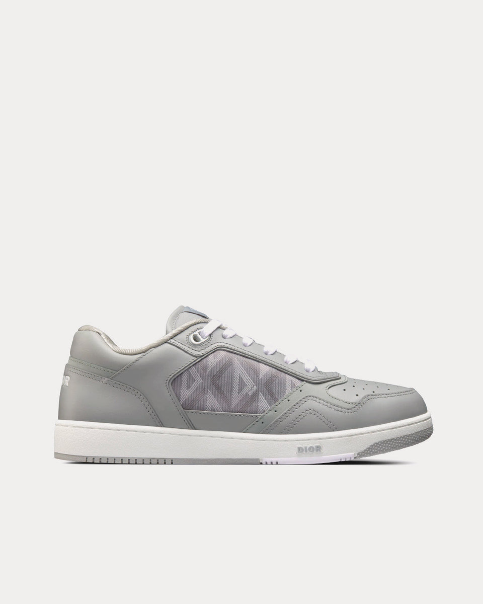 Dior B27 Dior Gray Smooth Calfskin and CD Diamond Canvas Low Top 