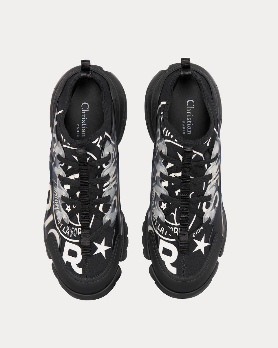 D-Connect Sneaker Black and White Technical Fabric with Plan de Paris Print