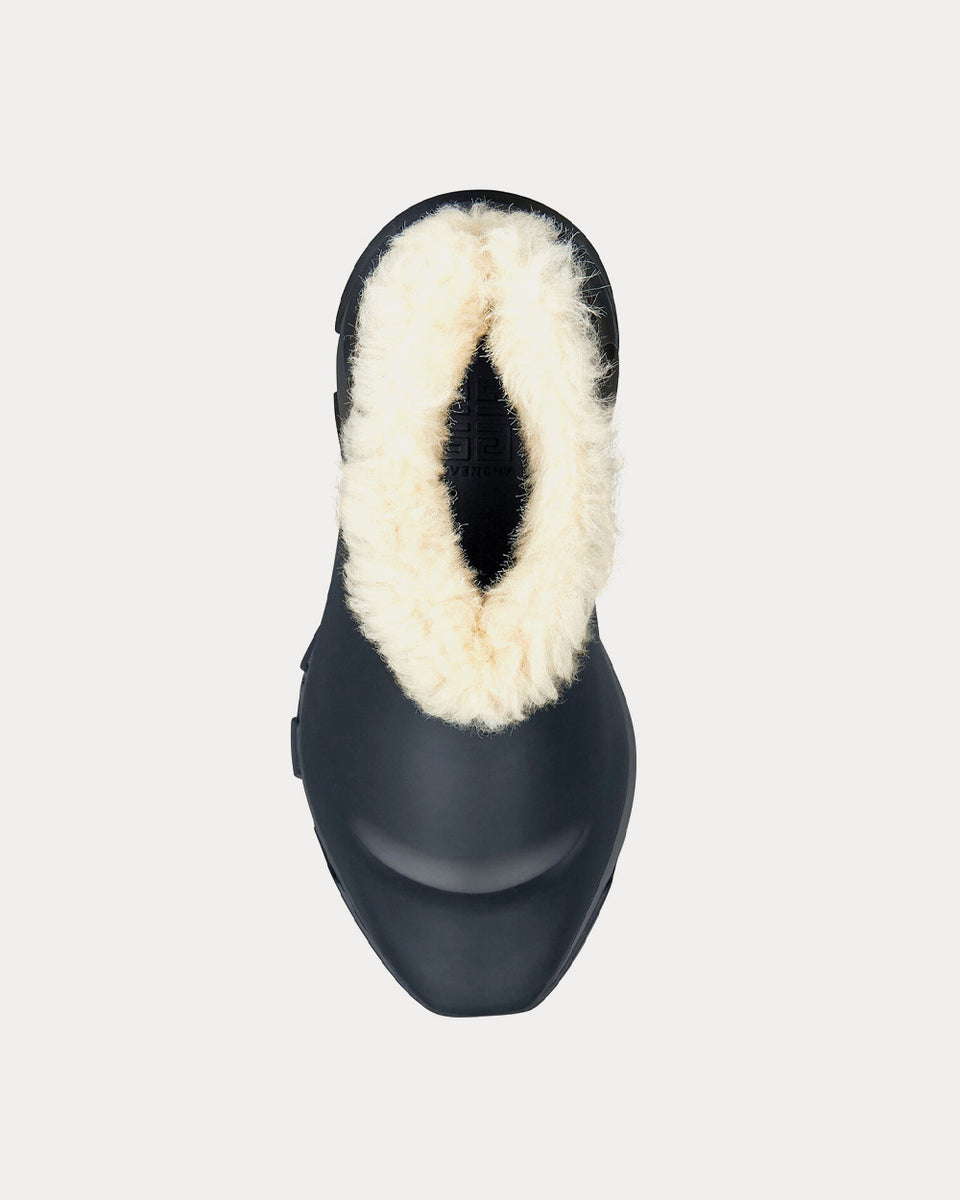 Givenchy Monumental Mallow Rubber & Shearling Black Slip Ons