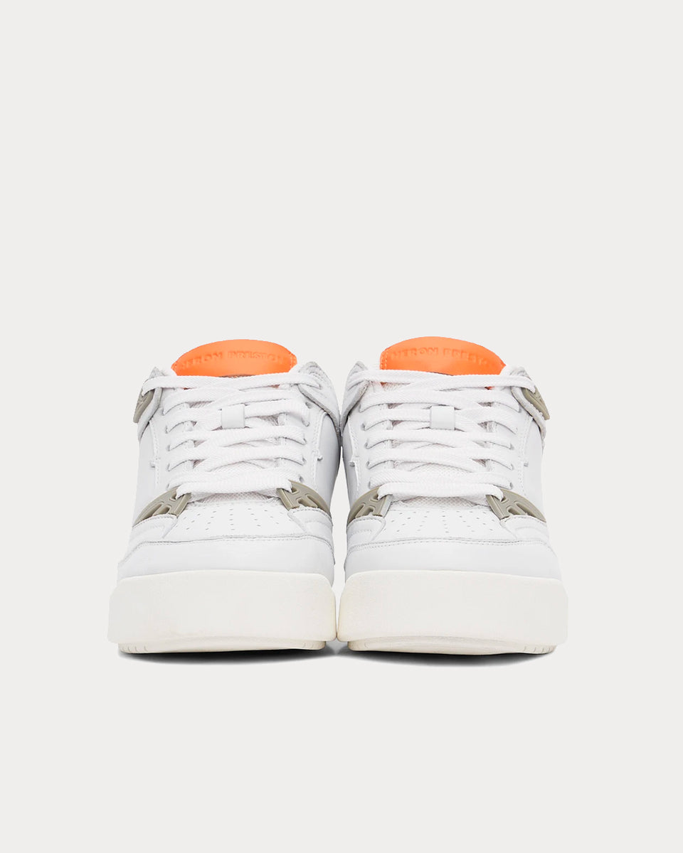 Heron Preston Panelled Buffed Leather White / Cream Low Top Sneakers