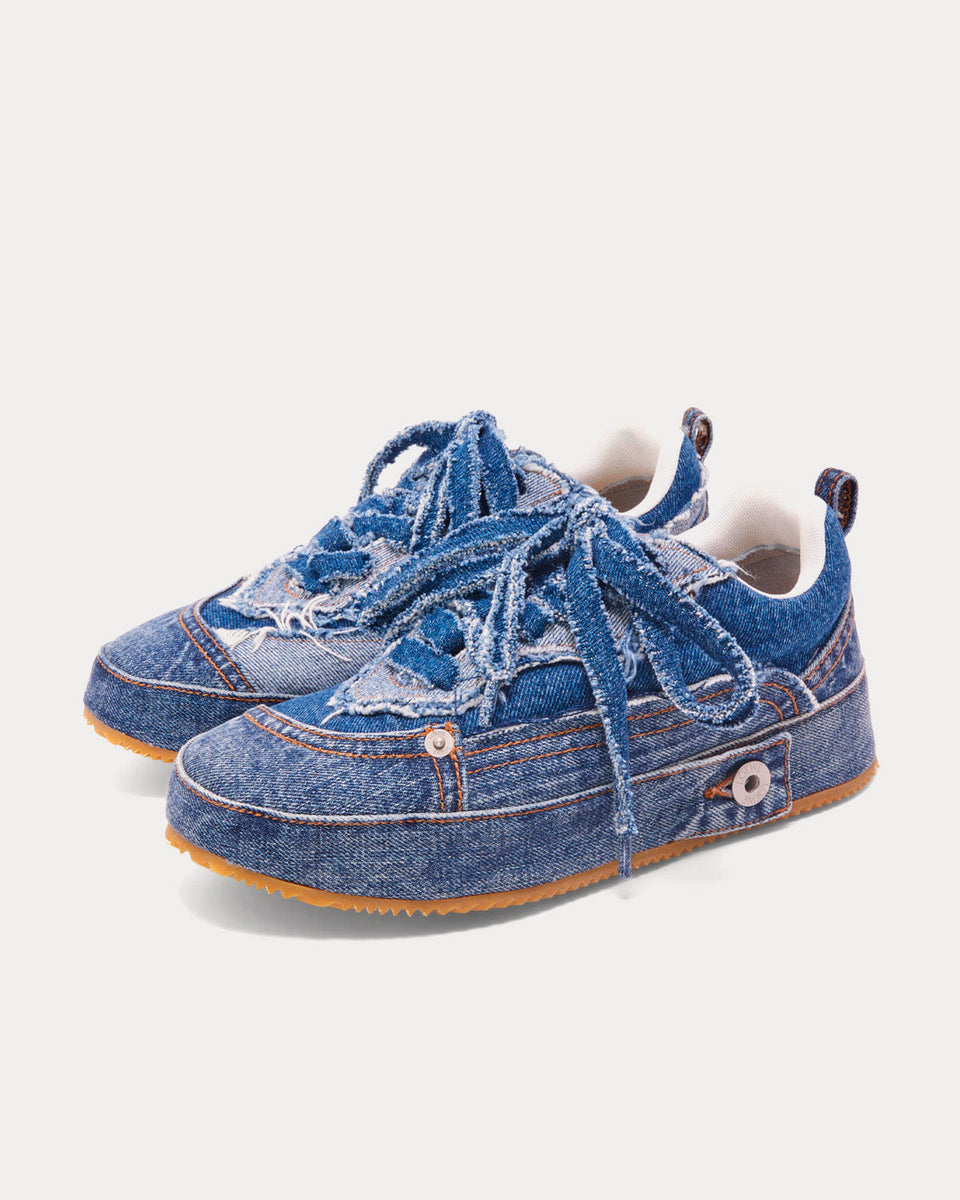 Loewe Deconstructed Sneaker in Denim Washed Denim Low Top Sneakers