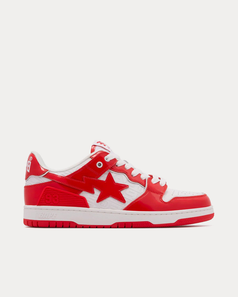 A Bathing APE Bape Sk8 Sta 5 Red White Low Top Sneakers Sneak in Peace