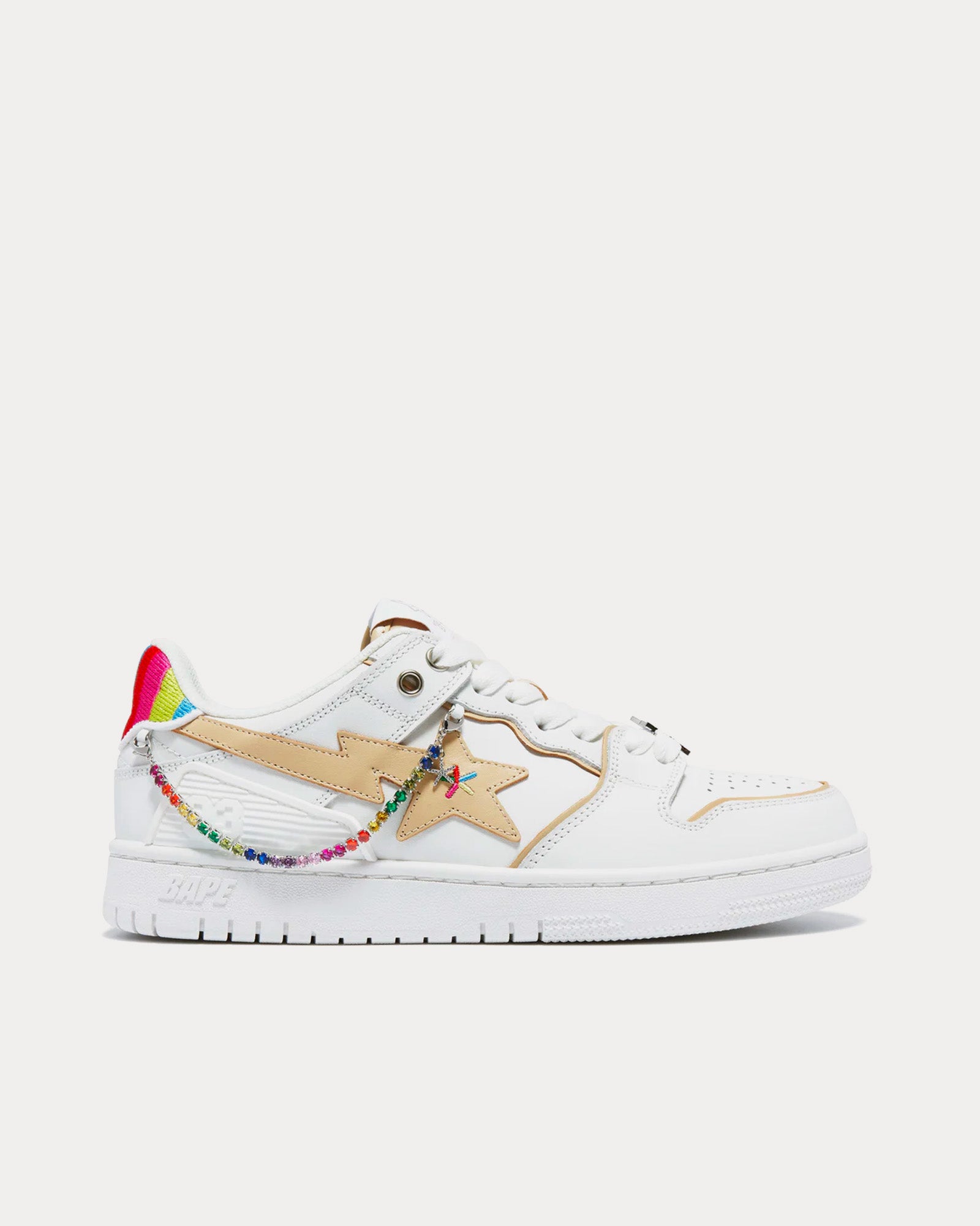 A Bathing APE Bape Sk8 Sta Rainbow White Low Top Sneakers - 1