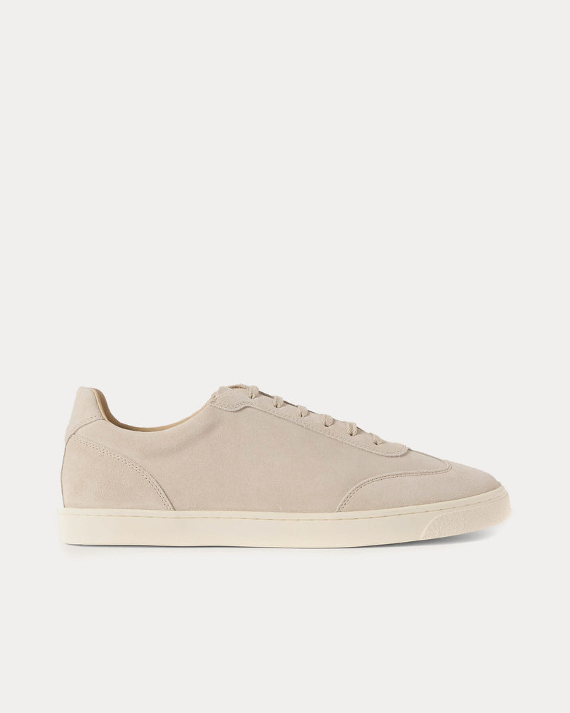 Brunello Cucinelli Coda di Rondine Suede Light Beige Low Top Sneakers - 1