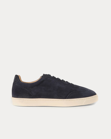 Brunello Cucinelli Coda di Rondine Suede Navy Low Top Sneakers