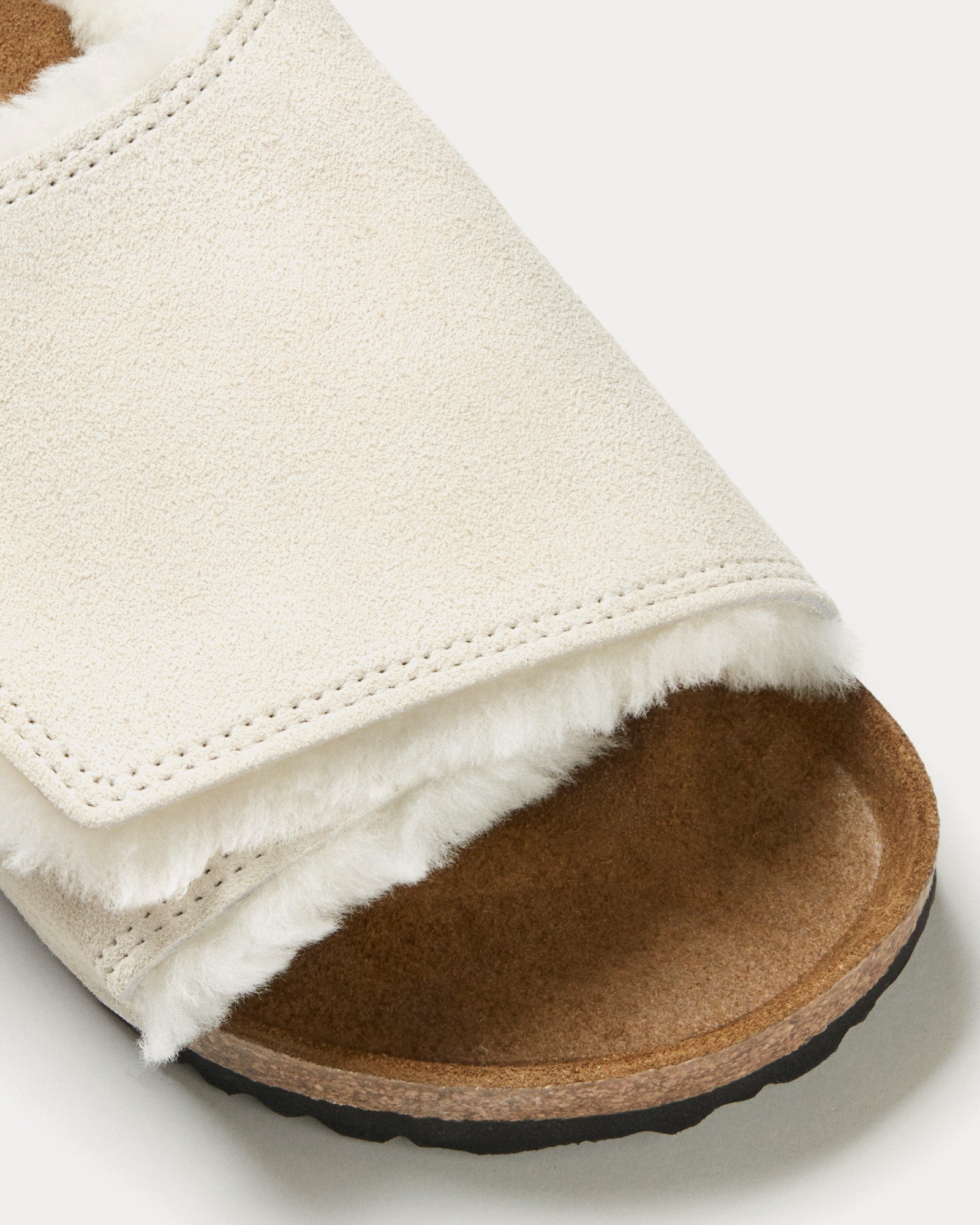 Birkenstock x Stüssy Solana Shearling Bone Slides - Sneak in Peace