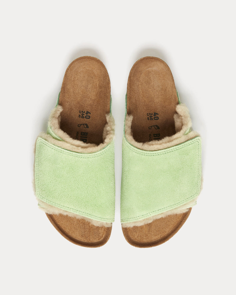 Birkenstock x Stüssy Solana Shearling Washed Green Slides - 2