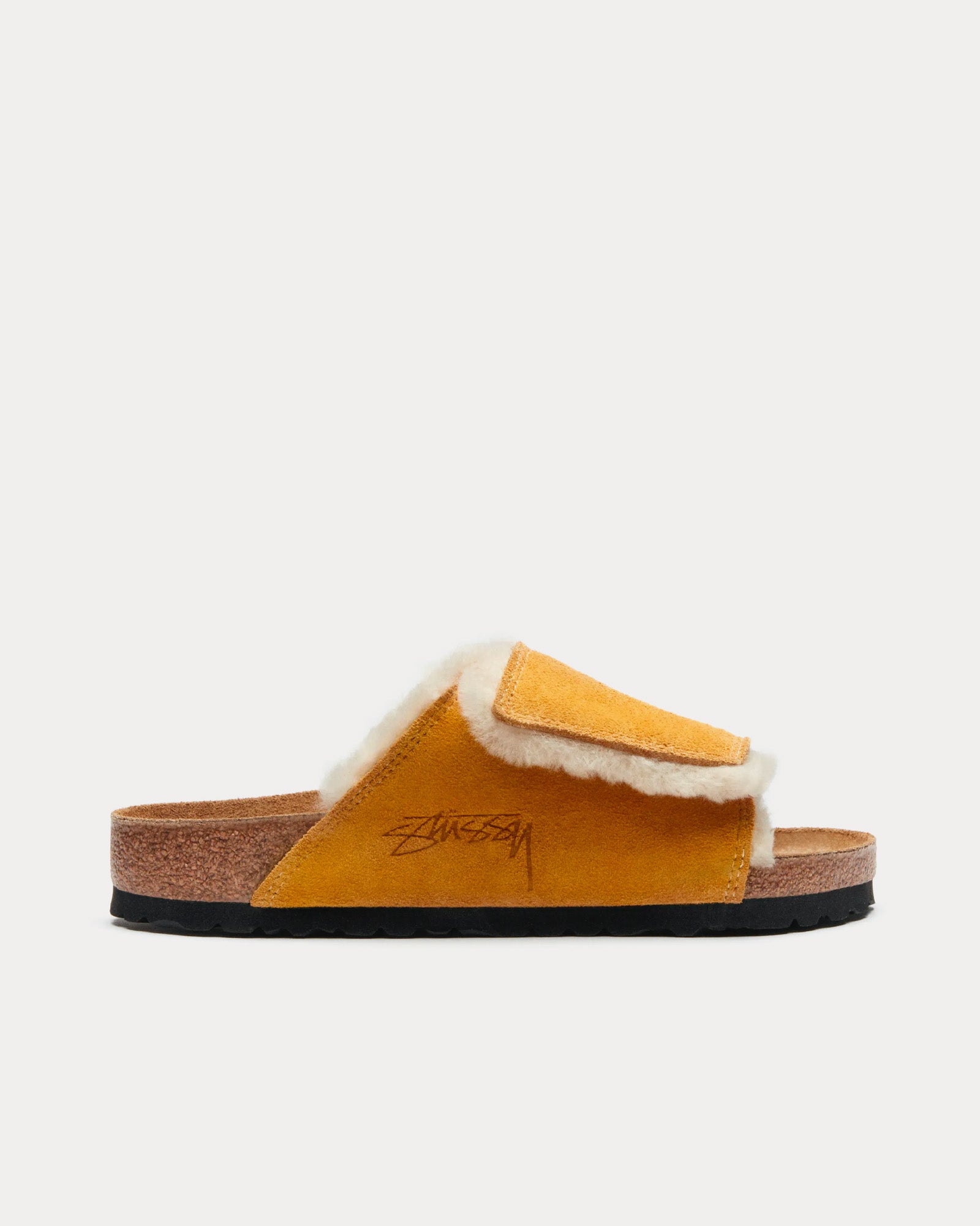 Birkenstock x Stüssy Solana Shearling Caramel Slides - 1