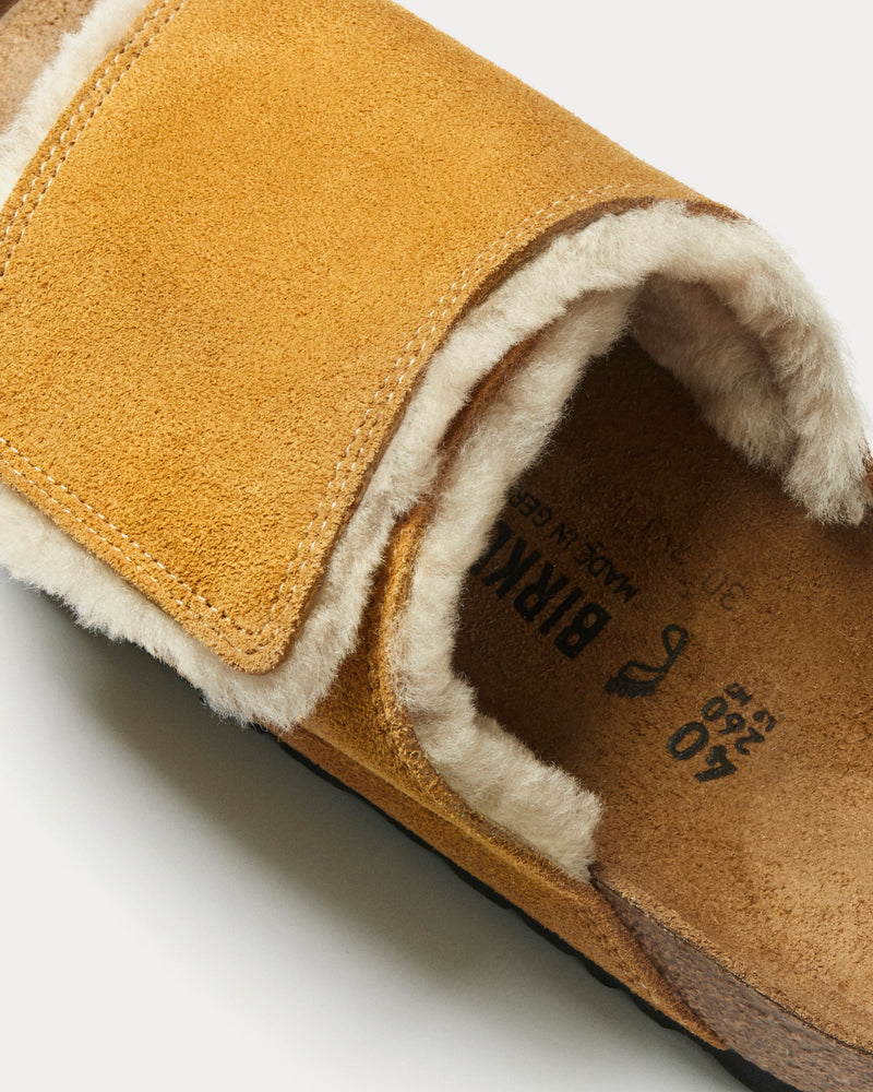 Birkenstock x Stüssy Solana Shearling Caramel Slides - 2