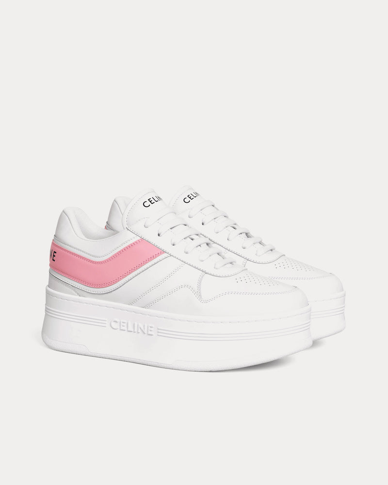 Celine Block Wedge Calfskin Optic White / Pink Low Top Sneakers - 2