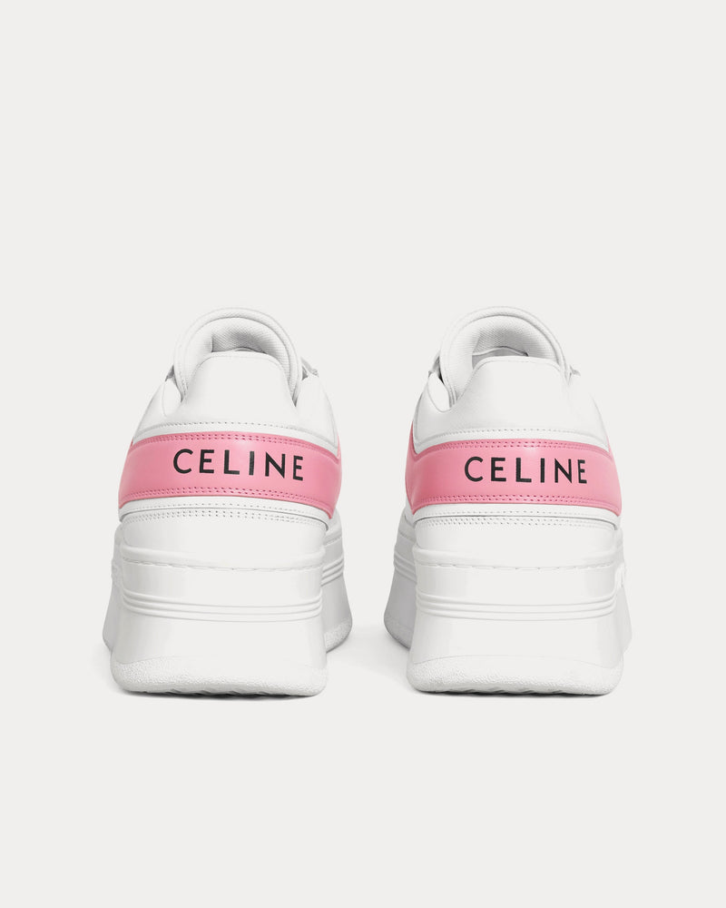 Celine Block Wedge Calfskin Optic White / Pink Low Top Sneakers - 3