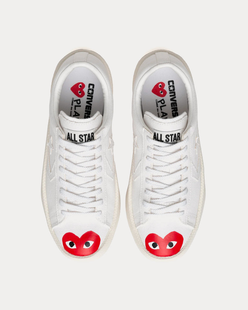 Converse x Comme des Garçons PLAY Play Red Heart Pro Leather White Low Top Sneakers - 2