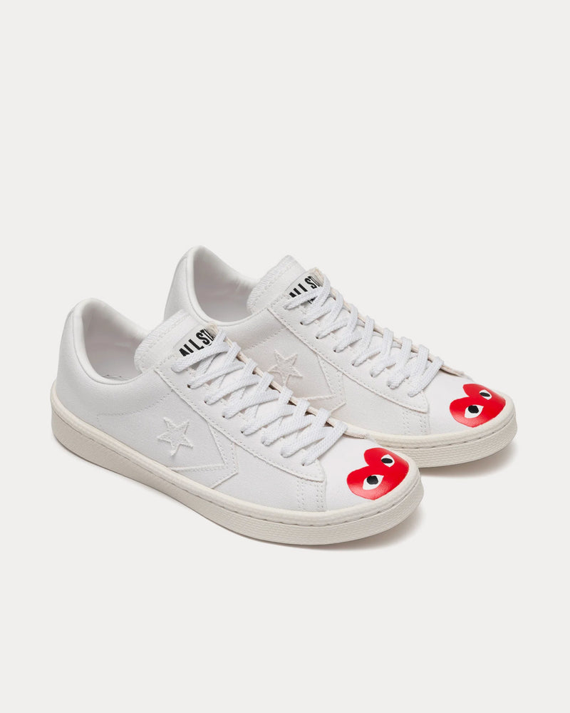 Converse x Comme des Garçons PLAY Play Red Heart Pro Leather White Low Top Sneakers - 3