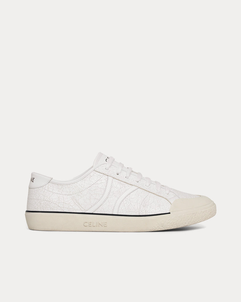 Celine AS-01 Alan Crackled Calfskin White Low Top Sneakers - 1