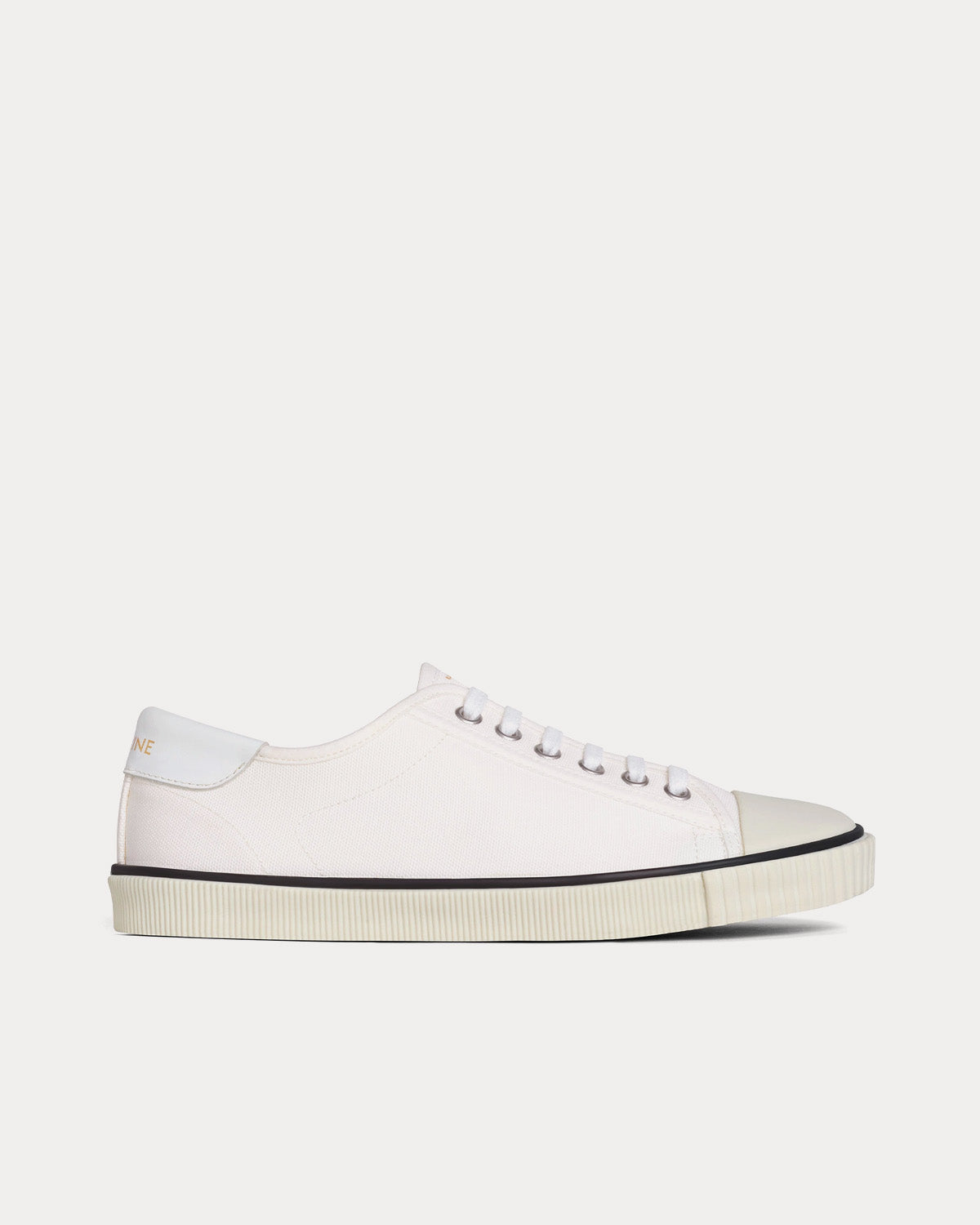 Celine Blank Toe Cap Canvas & Calfskin Off White Low Top Sneakers - 1