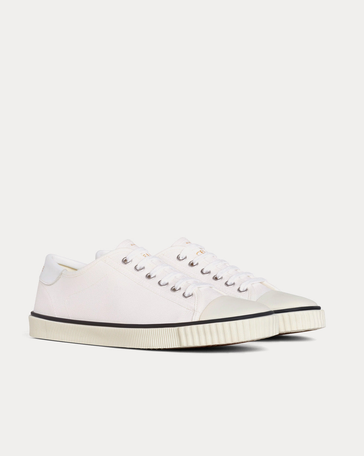 Celine Blank Toe Cap Canvas & Calfskin Off White Low Top Sneakers - 2