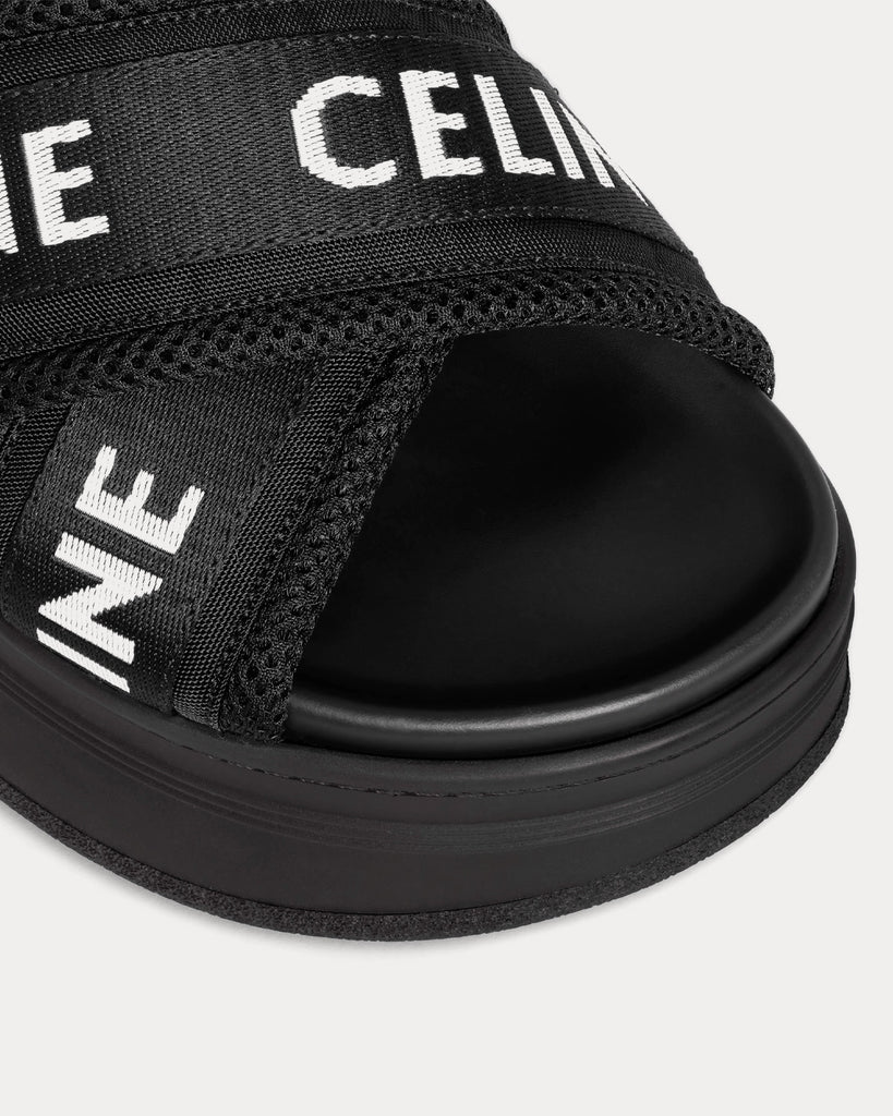 Celine Block Mesh & Textile with Celine Jacquard Black / Optic White Slides  - Sneak in Peace