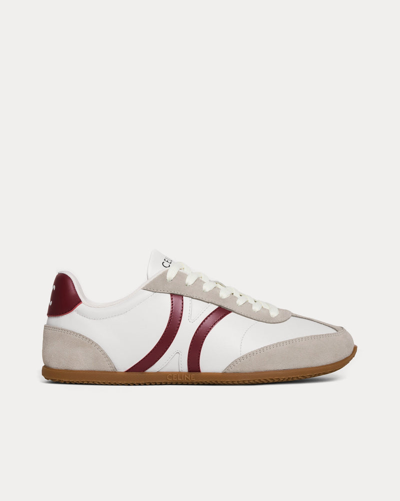 Celine Jogger with Triomphe Signature Suede Calfskin Optic White / Burgundy / Dark Grey Low Top Sneakers - 1