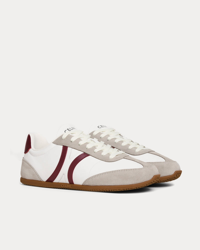 Celine Jogger with Triomphe Signature Suede Calfskin Optic White / Burgundy / Dark Grey Low Top Sneakers - 2