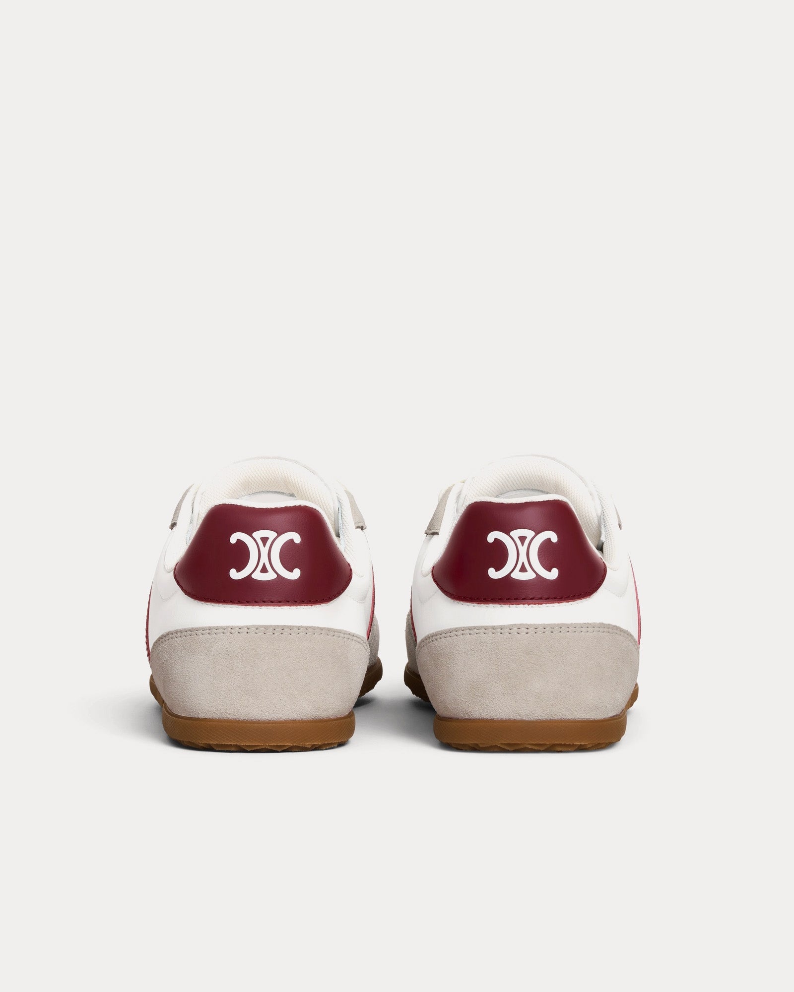 Celine Jogger with Triomphe Signature Suede Calfskin Optic White / Burgundy / Dark Grey Low Top Sneakers - 3