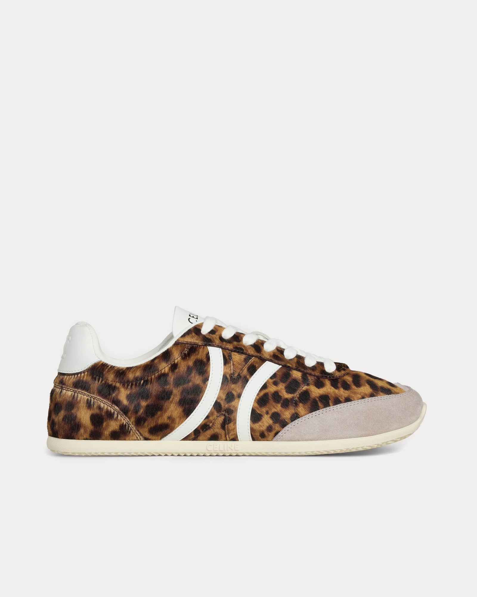 Celine Jogger Leopard Printed Hairy Calfskin Brown / Beige / Grey / Optic White Low Top Sneakers - 1