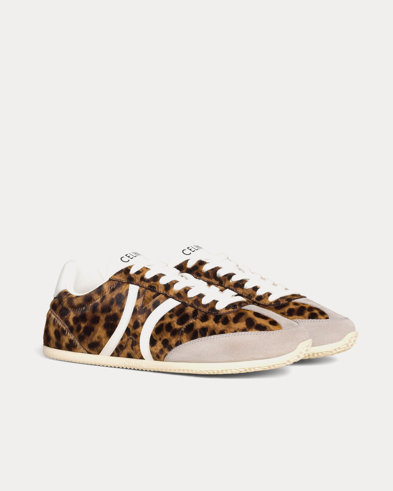 Celine Jogger Leopard Printed Hairy Calfskin Brown / Beige / Grey / Optic White Low Top Sneakers - 2