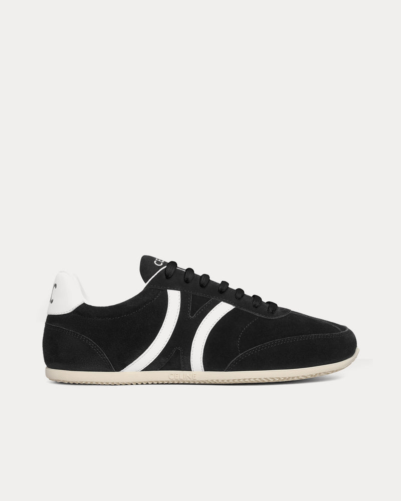 Celine Jogger with Triomphe Signature Suede Calfskin Black / Optic White Low Top Sneakers - 1