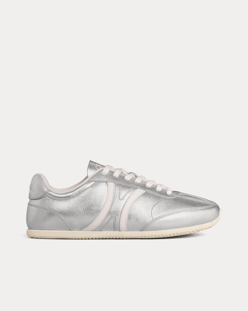 Celine Jogger with Triomphe Signature Laminated Calfskin Silver / Optic White Low Top Sneakers - 1