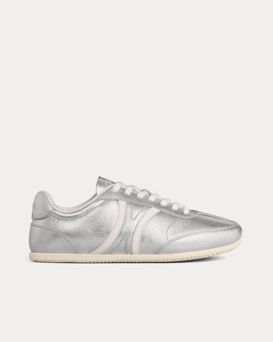 Celine Jogger with Triomphe Signature Laminated Calfskin Silver / Optic White Low Top Sneakers