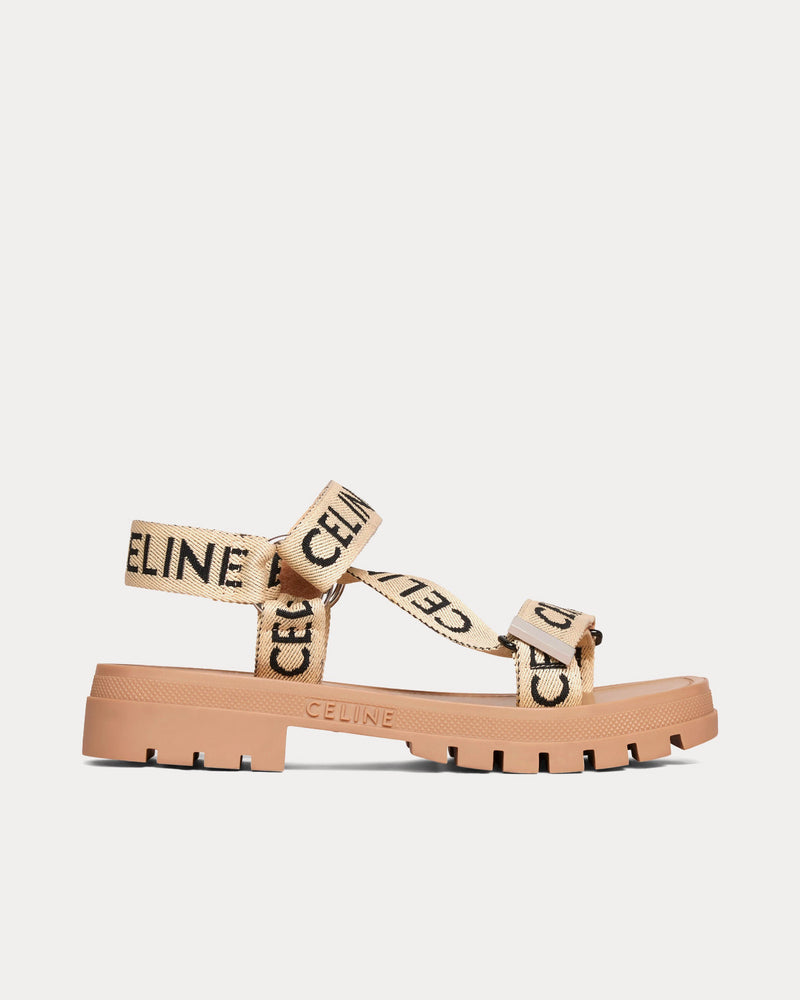 Celine Leo Strappy 'Celine' Jacquard Sand / Black Sandals - 1